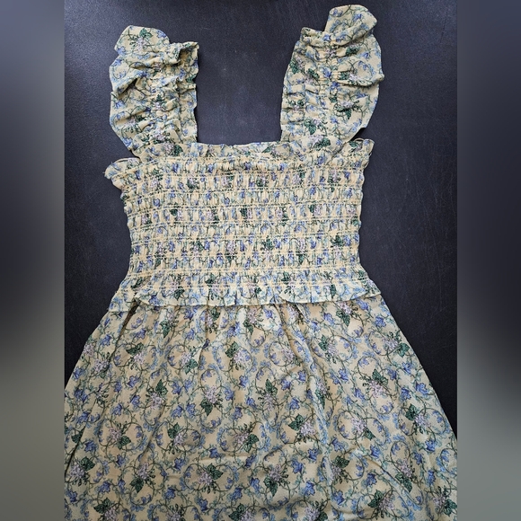 NWT - Max Studio Flutter Sleeve Smocked Bodice Tiered Lined Maxi Dress - Size L - Picture 7 of 13